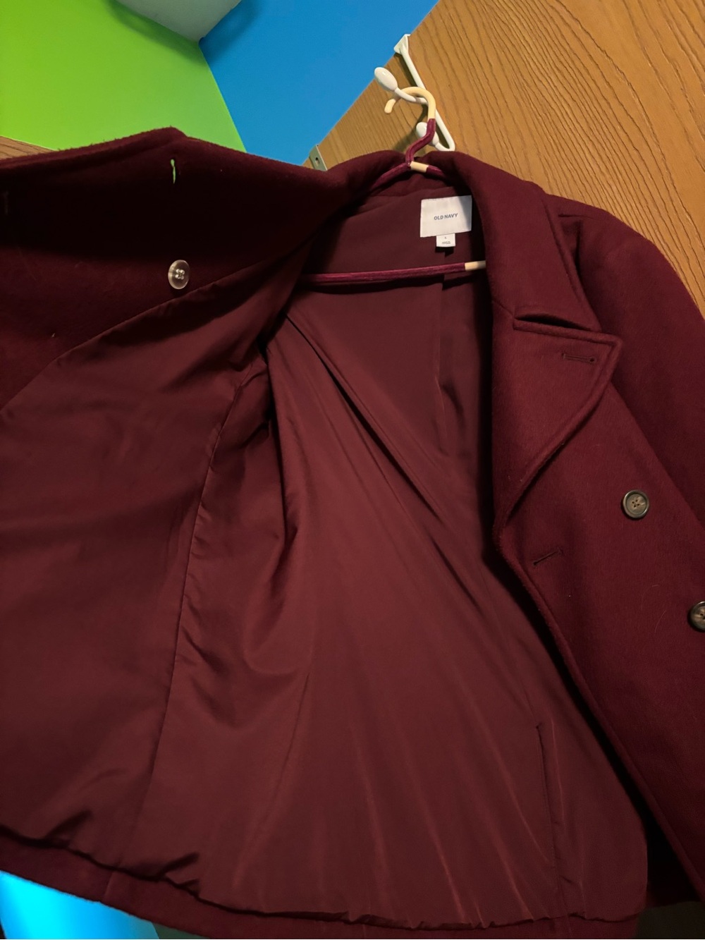 Old Navy Burgundy Double-Breasted Peacoat - Picture 4 of 4
